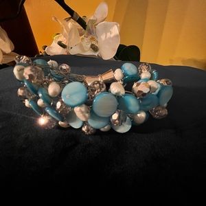 Turquoise (Bluish)and Silver Bracelet with Magnetic Snap!